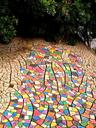Art on the spot -- someone painted up the cracked clay pieces along the riverside and left behing a masterpiece!